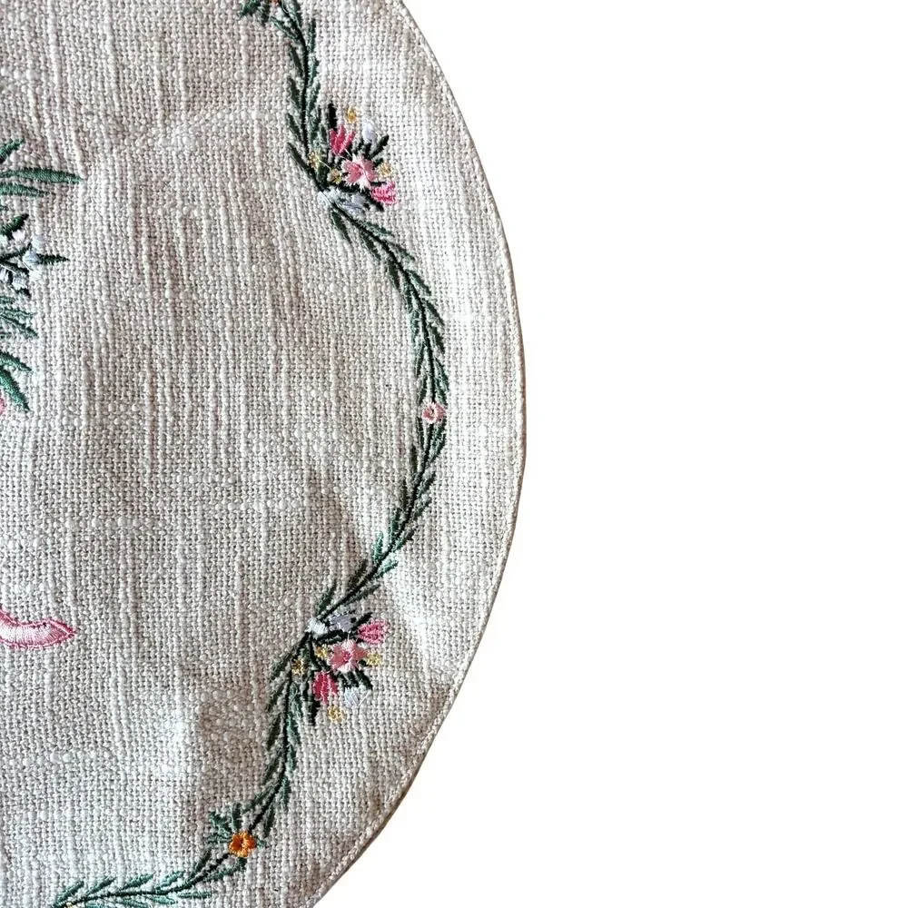 Shabby Chic Spring Carrot Bouquet Placemats 16in Embroidered Set of 4 Easter NEW